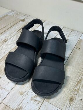 Sketchers Black Double Strap Slingback Sandals